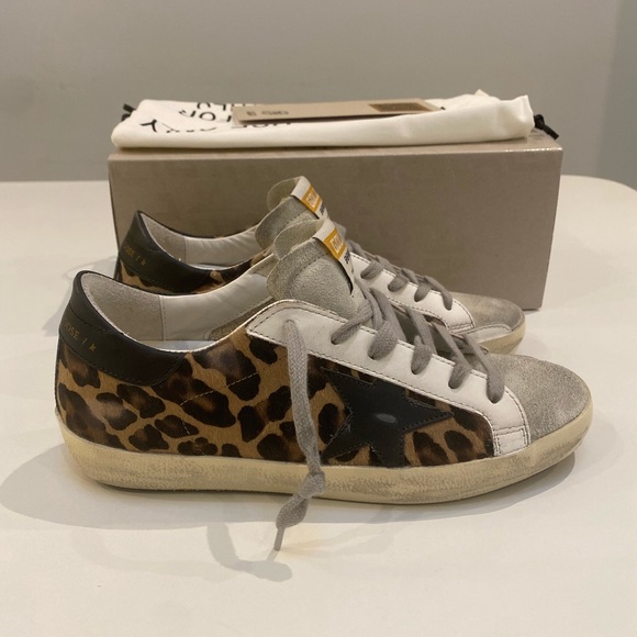 Golden Goose Superstar Sneaker in Leopard/Black Leather sz 37 New in Box - Picture 3 of 11